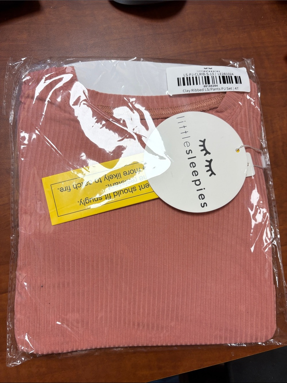 Clay Ribbed long sleeve pajamas - 4T - Little Sleepies